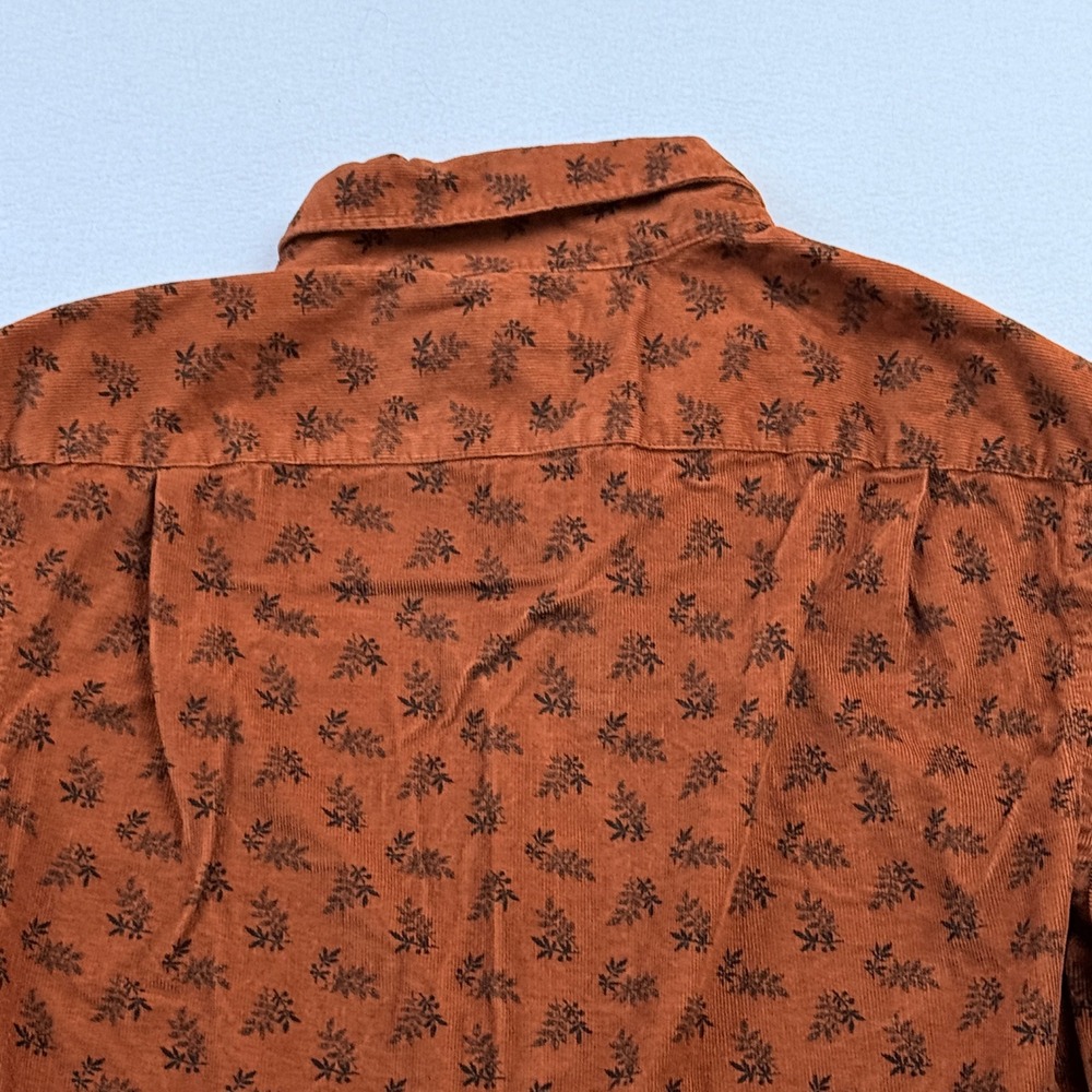 Express Corduroy Button Down Shirt Women XS Rust Orange Goblin Earthy Forest - Picture 5 of 6